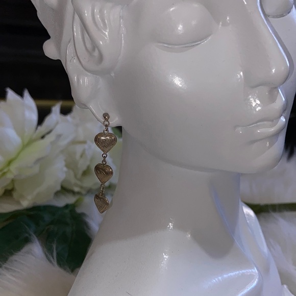 Sterling Silver Dangling Heart Earrings - Picture 4 of 17